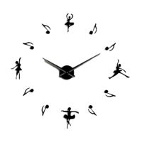 Dancer Notes 3D Acrylic Mirror Wall Clock, Oversized Wall Clock In Living Room, Home Decoration