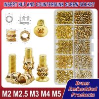 M2 M2.5 M5 M4 M3 Countersunk หัวสกรูชุุดแหวนรองน็อตฉีดร้อนละลายร้อนใส่ Metric Threaded ชุดสลักเกลียวน็อตทองเหลือง