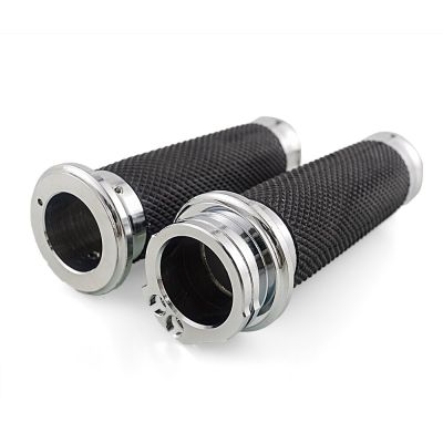 รถจักรยานยนต์ Hand Grips 1นิ้ว25Mm Handlebar Grips ยางสีดำสำหรับ Harley Touring Road King Softail Bobber Cafe Racer