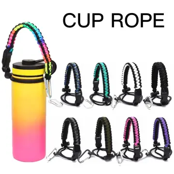 2pcs/set Braided Handle Strap Paracord 7 Core Water Bottle Hiking Travel  Fits Wide Mouth Cup Holder For Hydro Flask Accessories