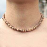 【DT】hot！ Minimalist Mens Necklace Wenge Wood Collar 4/6/8mm Disc Beads Erkek Kolye Neck Accessories Choker Collier