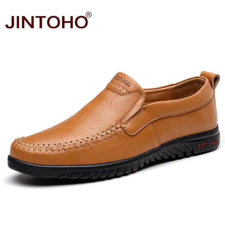 JINTOHO Slip On Men Genuine Leather Shoes Fashion Male Comfortable Shoe ...