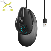 Delux Seeker M618XSU ไฟ RGB เมาส์มีสายแนวตั้งตามหลักสรีรศาสตร์ถอดออกได้ฝาหลัง4000DPI เมาส์เล่นเกมส์สำหรับคอมพิวเตอร์แล็ปท็อป Meimiao