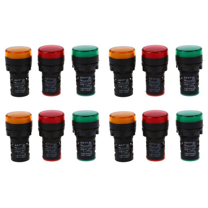 Red, Yellow-Green Light Lamp 22 mm LED Pilot Display Panel AC 220 V 12