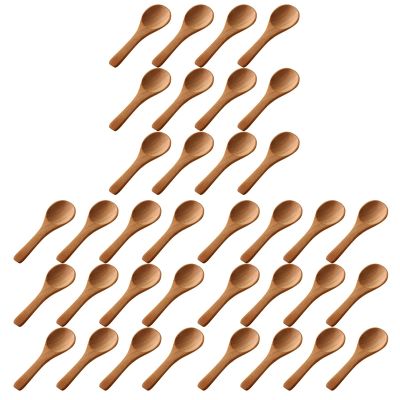 150 Pieces Small Wooden Spoons Mini Nature Spoons Wood Honey Teaspoon Cooking Condiments Spoons (Light Brown)