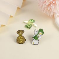 hot【DT】 Money Brooches A dozen dollars one hand Lapel Pin round Wallet bag of dollar personality badges Friends gift