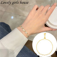 【♡Lovely girls house♡】สร้อยข้อมือรูปหัวใจรักพลอยเทียมสีขาวหรูหราสำหรับผู้หญิงสร้อยข้อมืออารมณ์ที่เรียบง่าย Ins อุปกรณ์แฟชั่นสไตล์