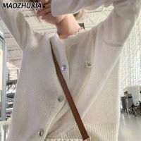 MAOZHUXIA เสื้อแจ็คเก็ตคาร์ดิแกนสำหรับผู้หญิง,เสื้อแจ็คเก็ตฤดูใบไม้ร่วงและฤดูหนาวเสื้อกันหนาวถักเสื้อแขนยาวทรงหลวมเสื้อกันหนาวถักใหม่