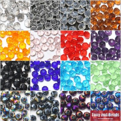 (15Pcs/Lot) 12mm Mixed Faceted Glass Crystal Rondelle Spacer Beads 17 Colors