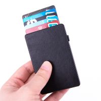 HYX RFID Blocking Bank Credit Card Holder Anti-theft Wallet Thin ID Card Case Uni PU leather Cover Metal Card Wallet