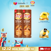 [Khách hàng mới mua với giá 15k] Combo 2 Bánh Snack Khoai Tây Miếng Lays Stax Malaysia Vị BBQ 160g Thơm Ngon Bổ Dưỡng