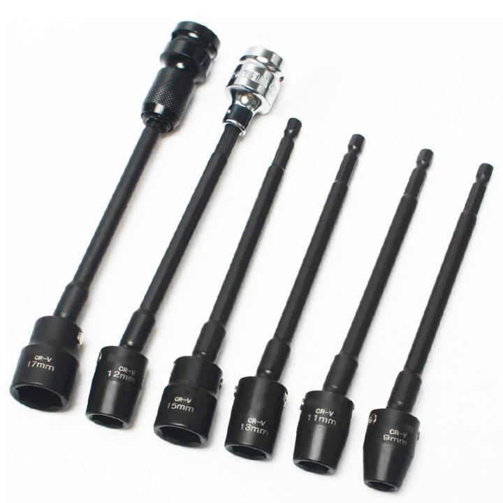 1pc-150mm-long-1-4-hex-shank-wobble-socket-adapter-360degree-rotatable-universal-joint-swivel-socket-h8-h10-h12-h13-h14-h17-h19