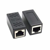 หัวต่อ Rj45ต่อสายเคเบิลอีเทอร์เน็ต2แพ็คตัวต่อสายแลน Cat7แบบอินไลน์/Cat6/Cat5e อะแดปเตอร์ตัวเมียกับตัวเมีย