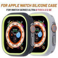 เคสเคสสำหรับ Apple Watch ซิลิโคนแบบนิ่มอัลตร้า49มม. สำหรับ Apple Watch 8เคส45มม. สำหรับ I Watch Series 7 6 5 SE 49มม. 44มม. อุปกรณ์เสริม