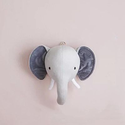 Cute Animals Elephant Head Stuffed Plush Doll Kids Girls Bedroom Wall Hanging Decoration Artwork Toys Nordic Style Photo Props