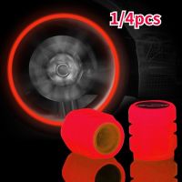 4pcs Luminous Car Tire Valve Cap Wheel Tyre Rim Stem Covers with Split Car Logo Fluorescent Red Auto Accesorios