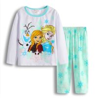 เอลซาแช่แข็งสาวเด็กนอนชุดนอนเสื้อยืด + กางเกง Kid Girls Pajamas