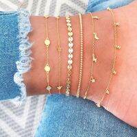 Modyle 6PCS Ankle Bracelet Set Boho Jewelry Chains Infinity Round Charm Bracelets Gold Women Copper Metal for Women Anklet Foot