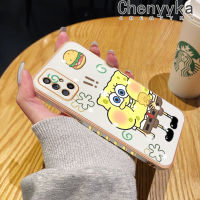 Chenyyyka Caing สำหรับ Samsung A71เคส5G ลายการ์ตูนน่ารักสพันชบ็อบสแควร์แพนท์ใหม่กรอบสี่เหลี่ยมชุบซิลิก้าเจลนิ่มฝาครอบป้องกันเคสมือถือกันกระแทก