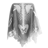 Halloween Capes For Women 57 In Silver Gray Skull Shawl Spider Web Skeleton Lace Craft Transparency Effect Shawl Not Easy To Tear clean