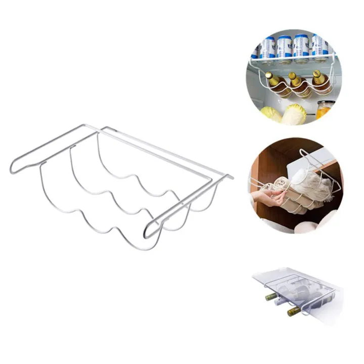 Wrought Iron Refrigerator Beer Bottle Rack Fridge Organizer Kitchen