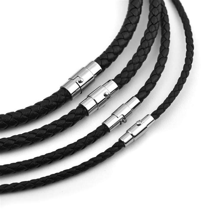 Classic Men's Leather Necklace Choker Black Brown Braided Rope