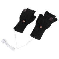 USB Electric Heated Gloves 2-Side Heating Convertible Fingerless Glove Mittens Adjustable Cycling Skiing Gloves