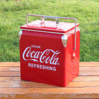 Retro-Style Retro Coca-cola Cooler Cooler Cooler 13L การตั้งแคมป์กลางแจ้งแบบพกพาการเก็บรักษาความเย็นอาหาร