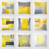 Yellow and Gray Geometry Cushion Cover Polyester Pillowcase Decorative Sofa Cushions Home Decoration Abstract Pillow Cases