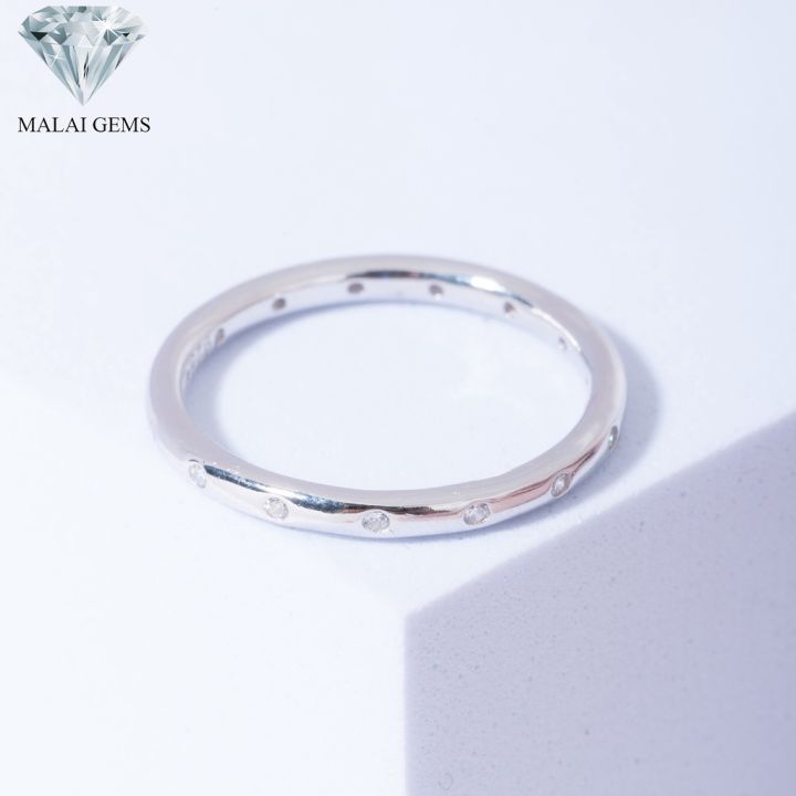malai-gems-แหวนเพชร-แหวนเรียบ-ประดับเพชร-เงินแท้-925-เคลือบทองคำขาว-ประดับเพชรสวิส-cz-รุ่น-291-rk0010-แถมกล่อง-แหวนเงินแท้-แหวนเงิน-แหวน