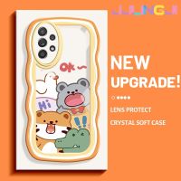 Jlingji เคสปลอกสำหรับ Samsung กาแลคซี A52s 5G A52 4G A52 5G เคสการ์ตูนสัตว์มีความสุขดีไซน์ใหม่คอลโลเวฟเดอร์นุ่มเคสมือถือกันกระแทกแบบใสสร้างสรรค์เคสโปร่งใสลายกล้องถ่ายรูปซิลิกาเจลป้องกัน