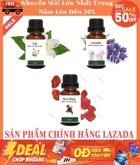 Hcmbộ 3 chai tinh dầu hương hoa thiên nhiên tinh dầu hoa nhài lavender hoa - ảnh sản phẩm 1