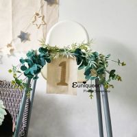 Boy Girl Wild one Natural Linen Highchair Banner with Artificial Leaves 2 3 Year old Happy Birthday Chair Banner Baby Shower Banners Streamers Confett