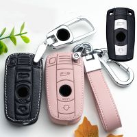 ▩┋✗ 2020 3 Button Leather Car Key Fob Shell Cover Case for BMW 1 3 5 6 7 Series X3 X5 E36 E39 E90 E91 E92 E60 Pink Black Holder