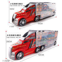 รถของเล่นขนาดใหญ่สำหรับเด็กชุดโมเดลรถโลหะผสมสำหรับเด็กผู้ชายและเด็กผู้หญิงปริศนาจำลองการเลื่อนรถบรรทุกตู้คอนเทนเนอร์ 2023