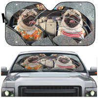 Rain Day Funny Pug Driver Pattern รถ Auto Sun Shades อุปกรณ์เสริมกระจกหน้ารถ Decor ทนความร้อน Anti-UV Block Sun Visor