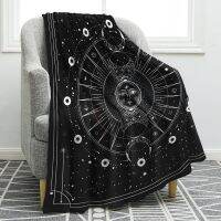 Sun Moon Blanket Stars Space Psychedelic Black and White Print Throw Blanket for Couch Bed Sofa Travelling Camping for Kid Adult