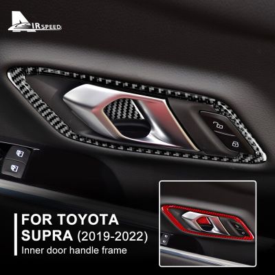 AIRSPEED Interior Trim For Toyota Supra GR A90 A91 MK5 2019-2022 Car Real Carbon Fiber Inner Door Handle Frame Stickers