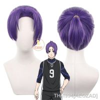 AEOZAD Mikage Reo Peruca คอสเพลย์สำหรับ Homens อะนิเมะ Bloqueio Azul Cabelo Rabo De Cavalo Roxo Equipe V เบอร์ 9 Jogador de Futebol Seishiro Nagi อุปกรณ์เสริมฮาโลวีน