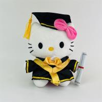 New Sanrio Anime Graduation Season Hello Kitty Plush Toy Cartoon Soft Stufffed Doll  Room Decoration Toys For Children Gifts