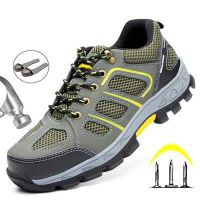 Mens Shoes Steel Toe Work Anti Smashing Work Shoes Man Puncture Proof Safety Breathable Male Sneakers Men Footwear