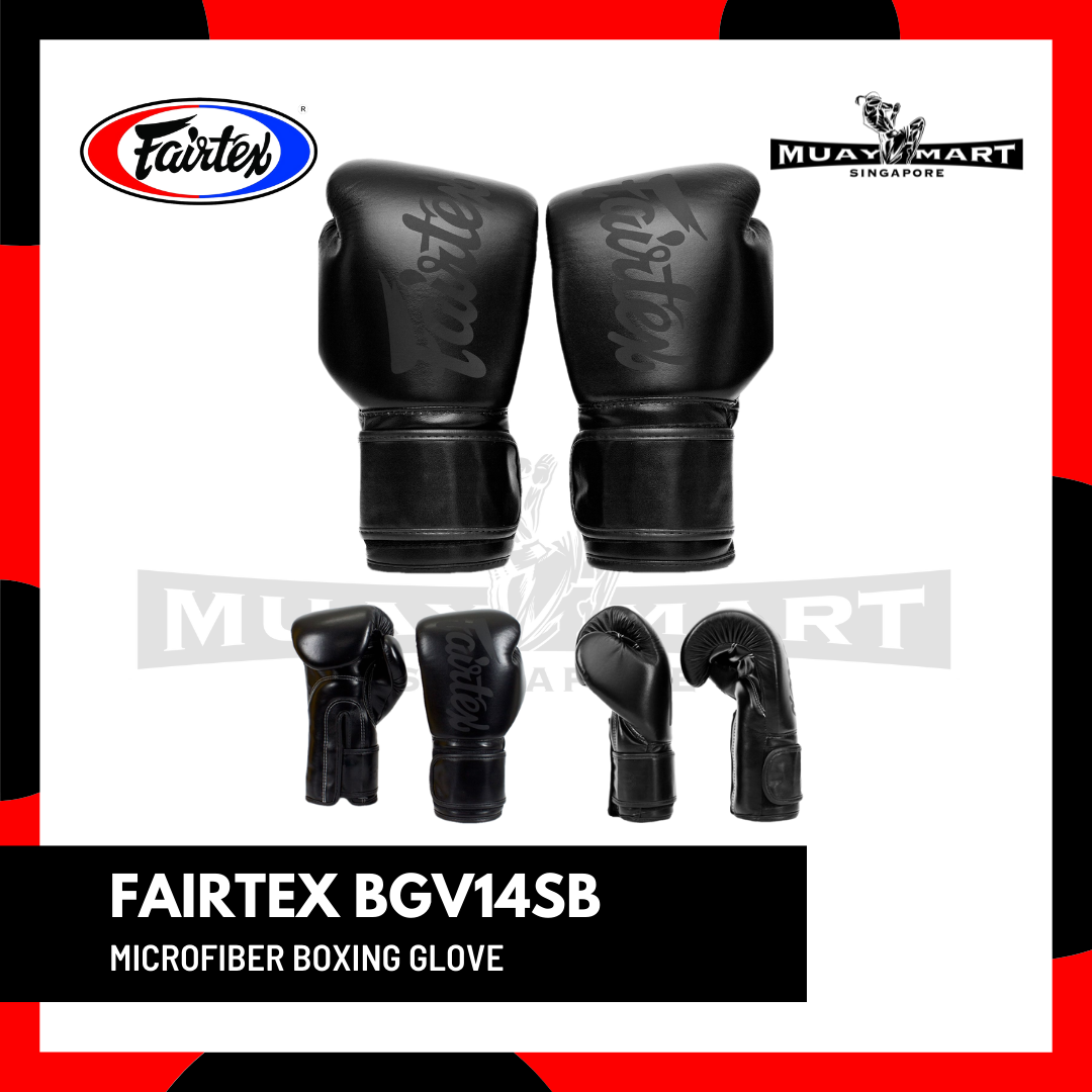 Fairtex Muay Thai Microfiber Gloves-Art Collections-Solid Black "BGV14SB" 