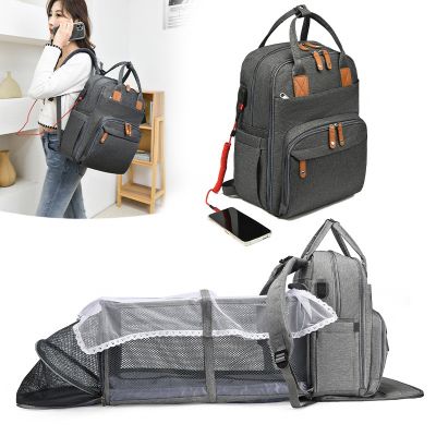 ☌◙ Mommy bag new 2023 large-capacity insulation layer folding crib bag multi-functional out storage shoulders