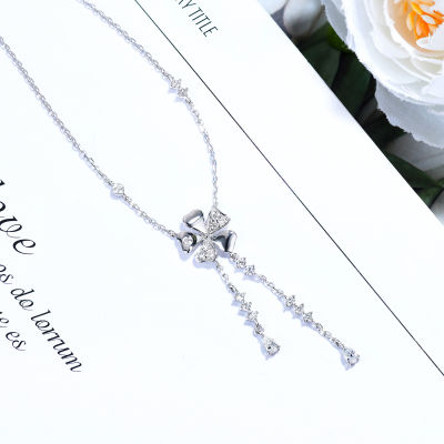 Luxury 925 Silver Necklace Temperament Shell Flower Necklace for Women Love Flower Tassel Set Diamond Clavicle Chain Jewelry