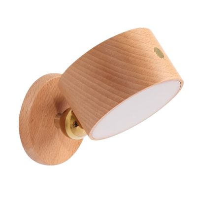Wooden Reading Light 3 Brightness Levels Rechargeable 360° Rotating Ball Adjustable Touch Control Bedside Light
