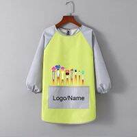 【DT】hot！ Personalized Custom Logo/Name Infant Eating Bib Painting Apron Sleeved Childrens Bandana Dropship