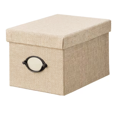 Storage box with lid, beige