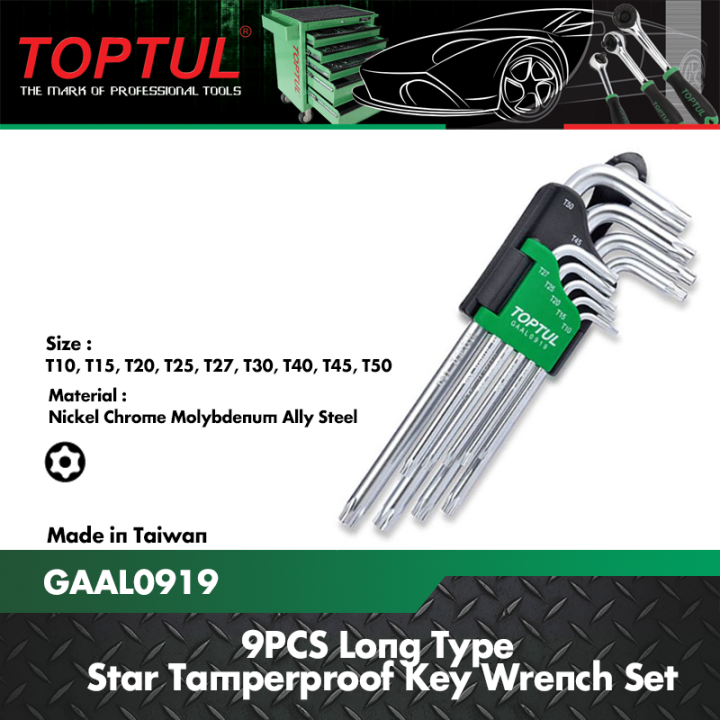 Toptul Pcs Long Type Star Tamperproof Key Wrench Set Gaal