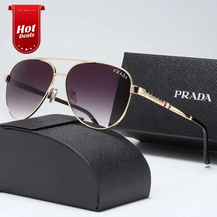 Gift box] Prada ˉ Men's and women's sunglasses Multi-color fashionable  sunglasses Hinge spring sunglasses UV resistant Excellent quality sunglasses  High-end polarized sunglasses | Lazada PH