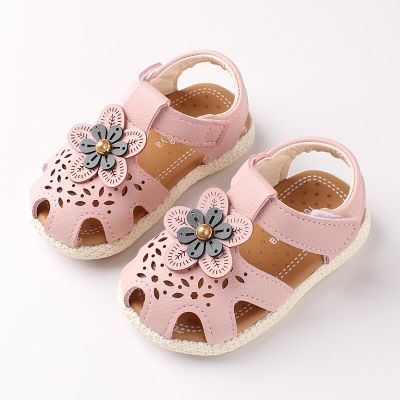 New Girls Baby Sandals Summer Flower Cut-Outs Breathable Toddlers Shoes Soft Non-slip Round-toe First Walkers Girl Beach Sandals